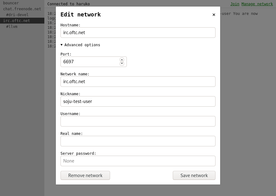 gamja editing a network